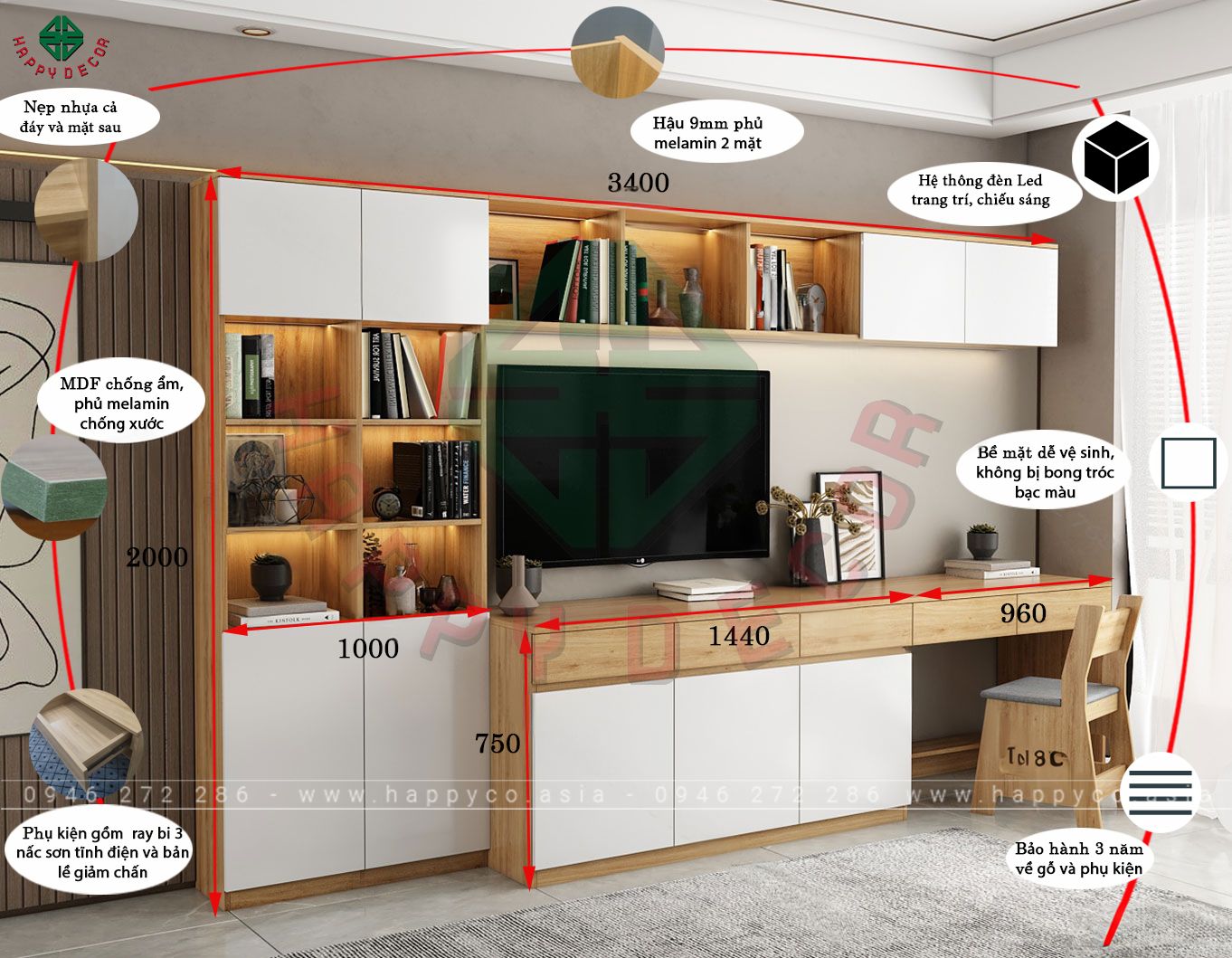 Kệ tivi kết hợp bàn làm việc KT6807