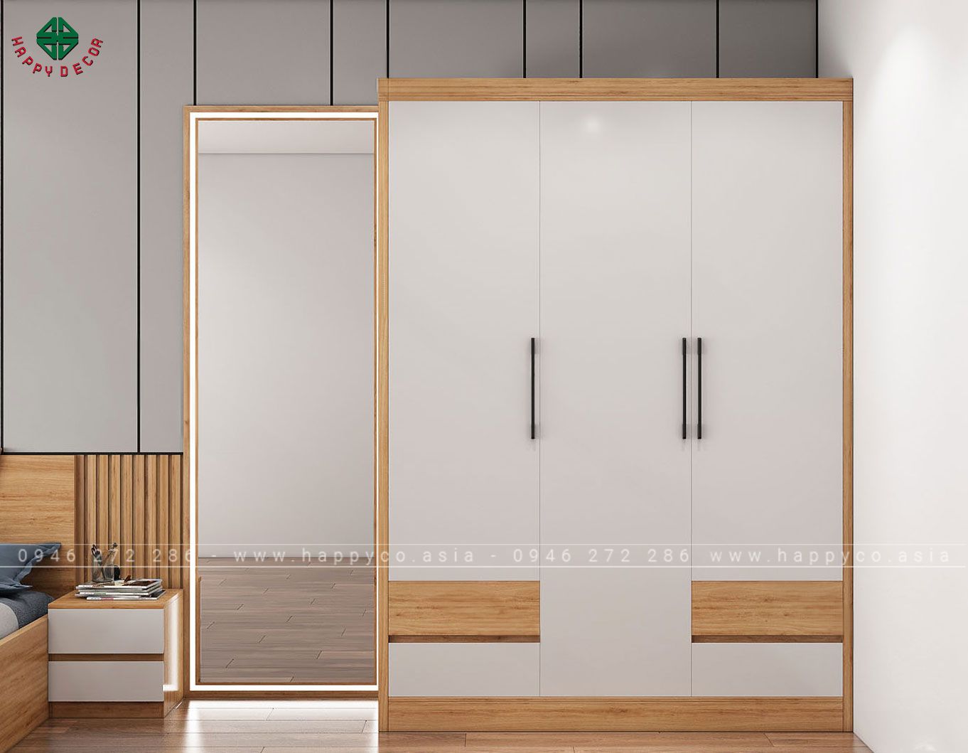 Tủ quần áo 3 buồng TA6804