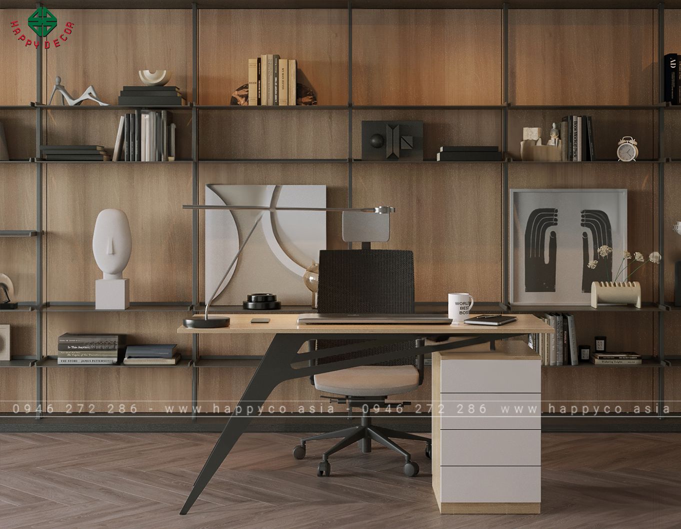 Bàn làm việc chân sắt thiết kế tinh tế tiện nghi BV6802