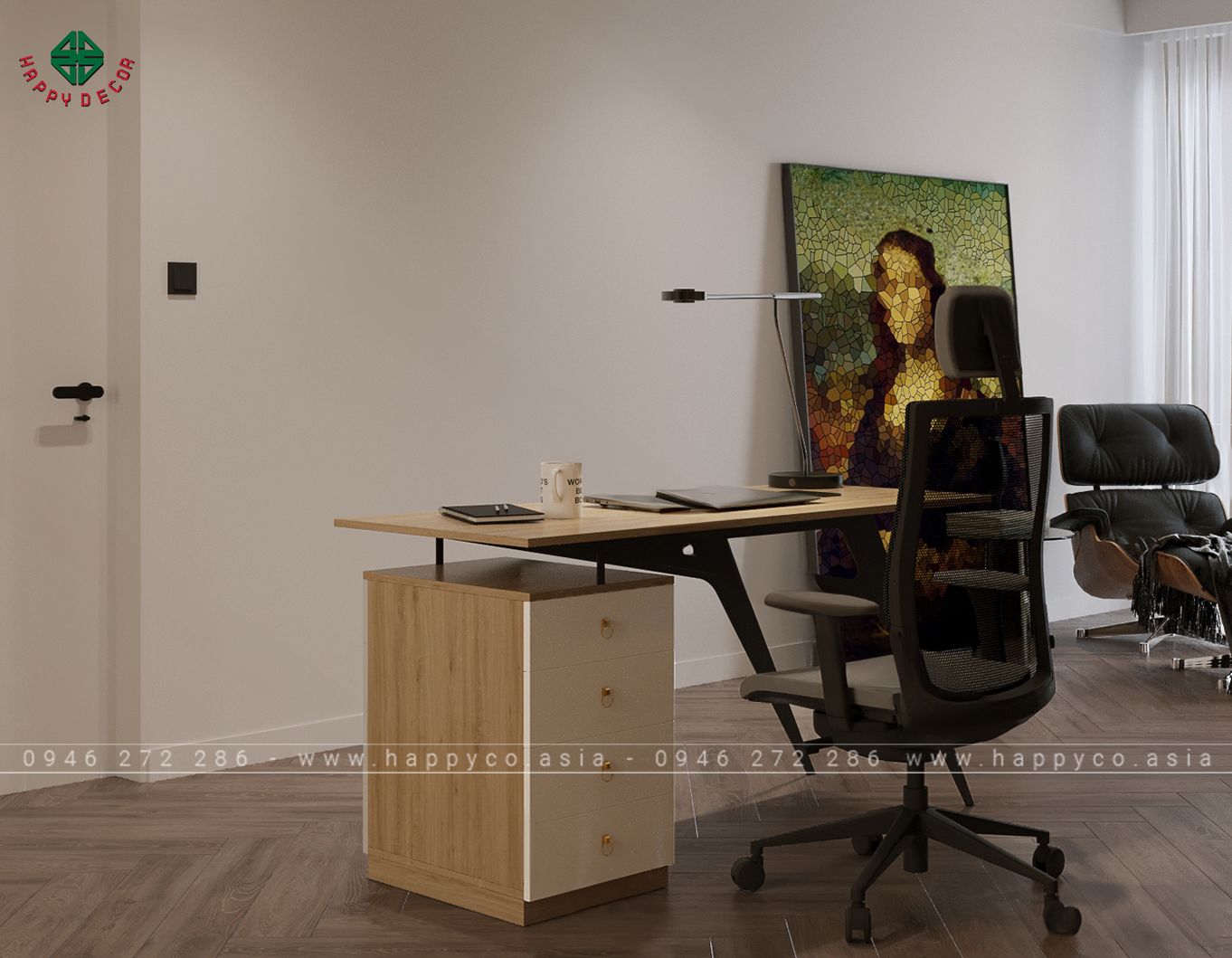 Bàn làm việc chân sắt sang trọng hiện đại BV6802