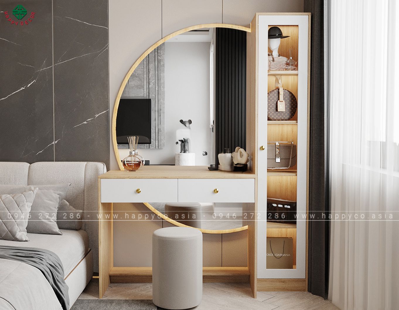 Bàn trang điểm có đèn led hiện đại BP6801