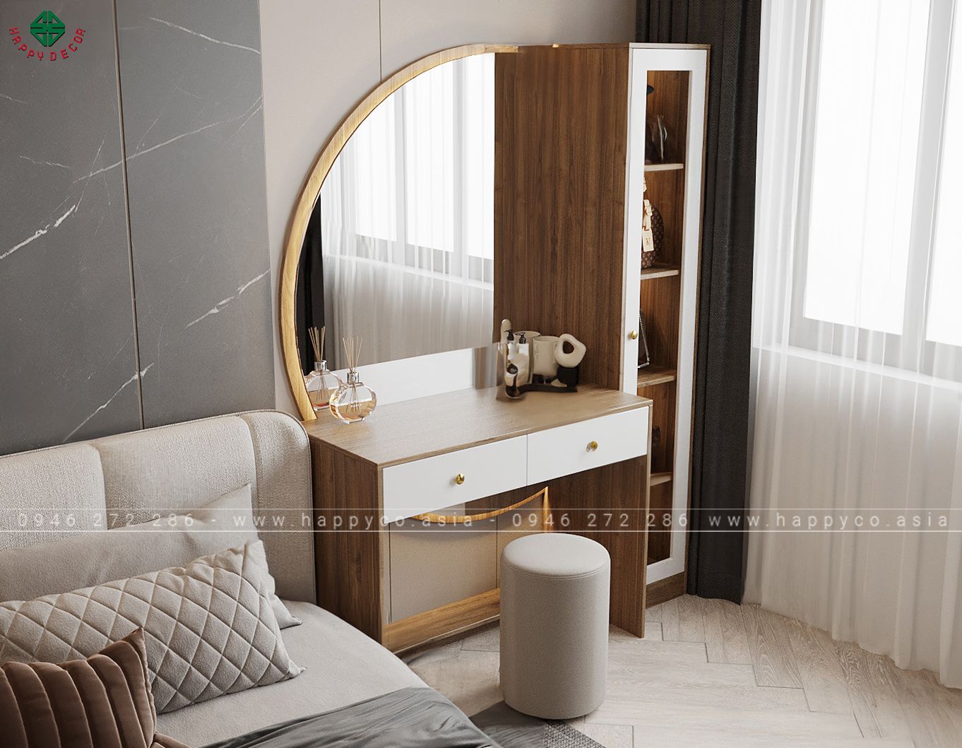 Bàn trang điểm gương bán nguyệt BP6801