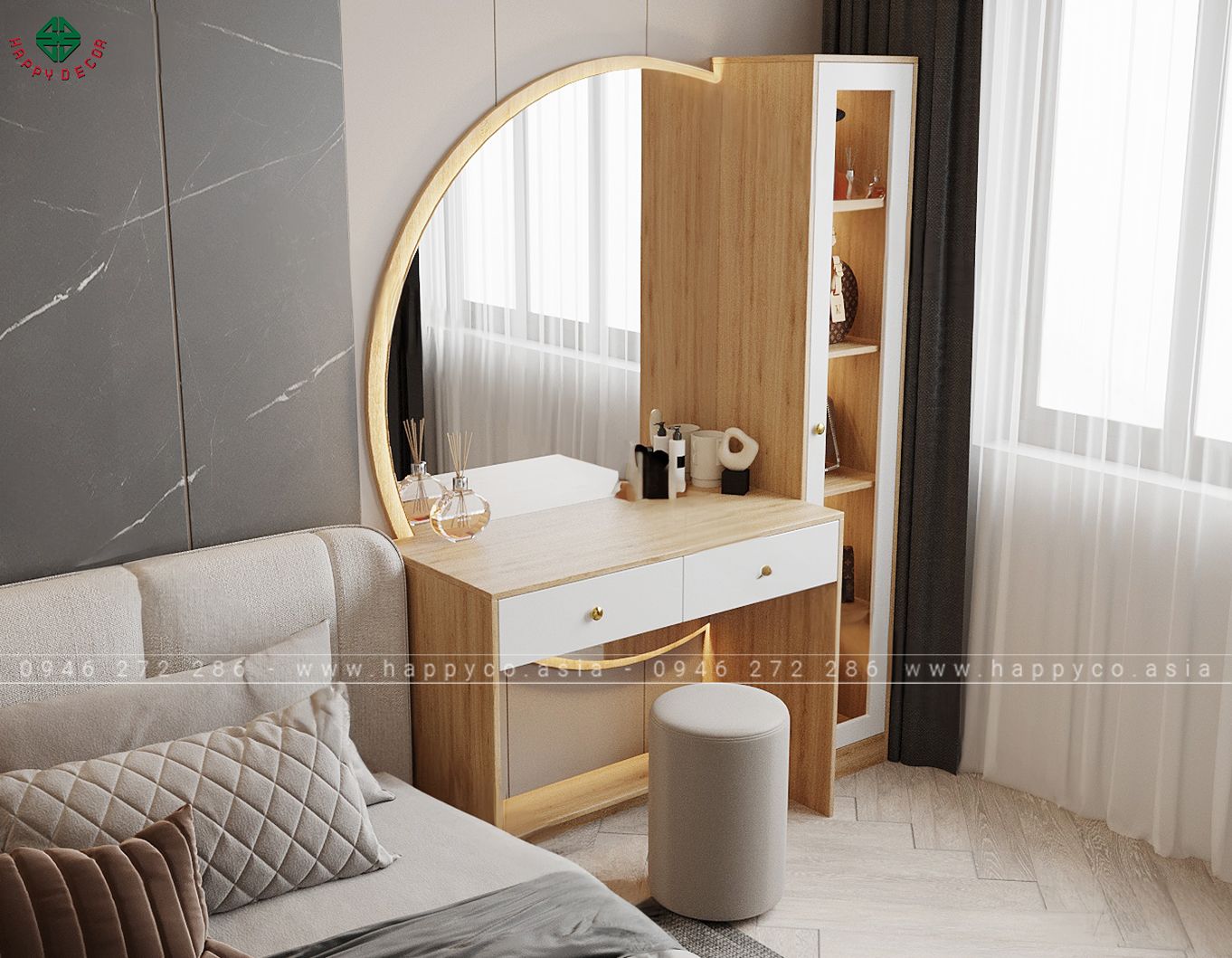 Bàn trang điểm gương to hiện đại sang trọng BP6801