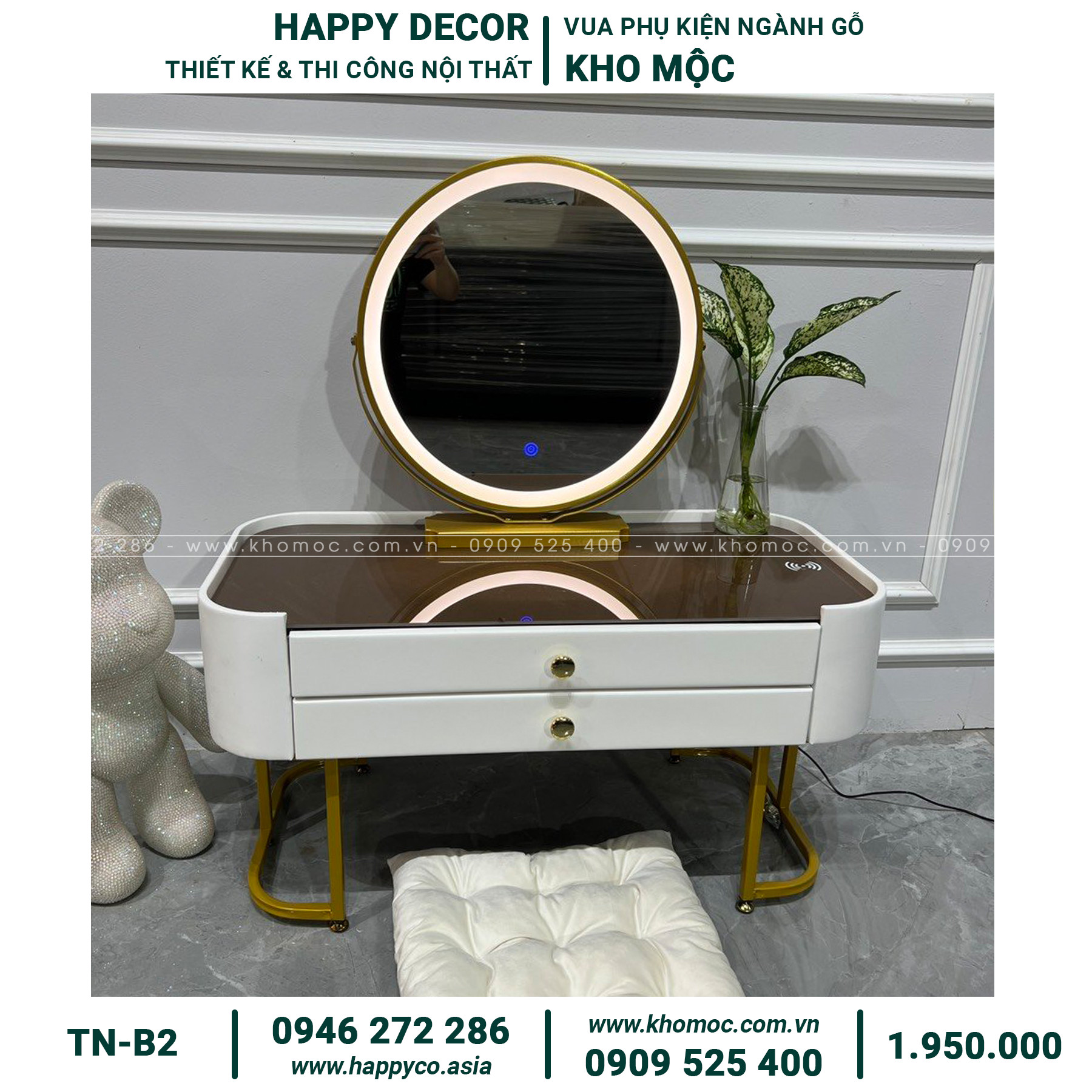 Bàn trang điểm gỗ MDF bọc nhựa hiện đại TN-B2