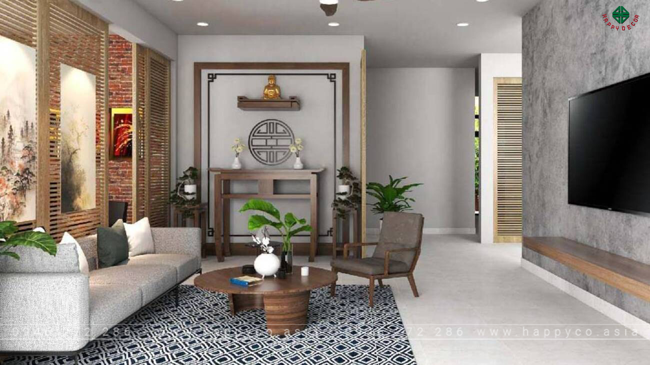 Thiết kế bắt mắt mang đến sự hài hòa cho phòng khách và phòng thờ