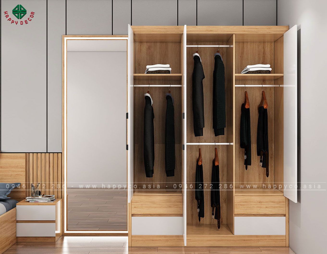 Tủ quần áo 3 buồng TIỆN LỢ mã TA6818
