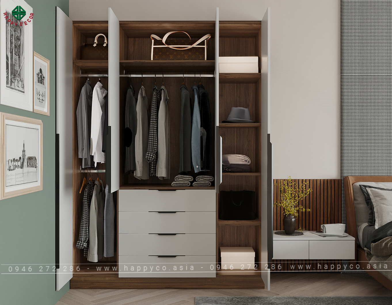 Mẫu tủ quần áo gỗ đẹp TA6825