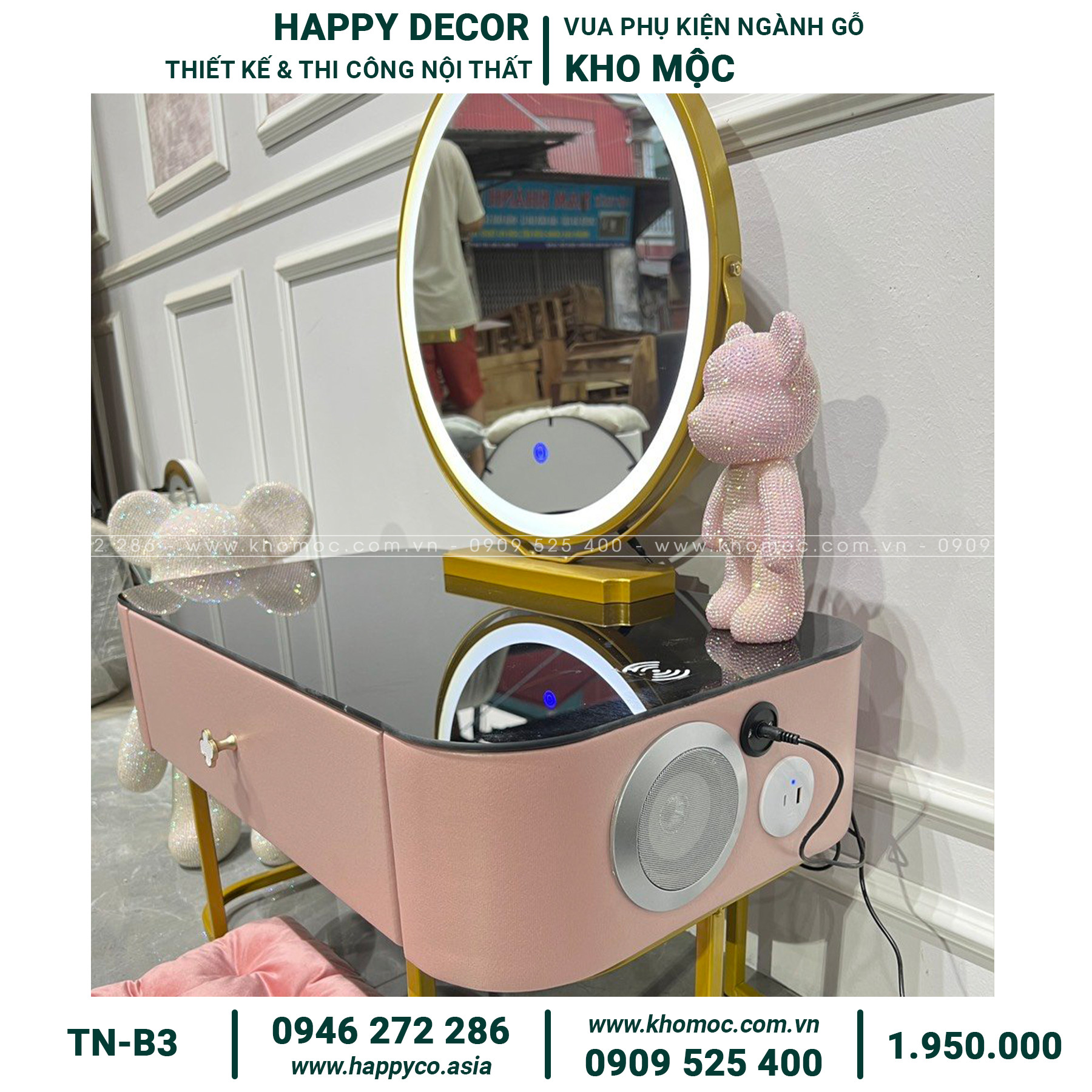 Bàn trang điểm gỗ MDF bọc nhựa thông minh TN-B3