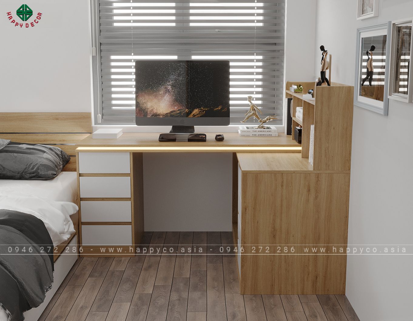 Mẫu bàn làm việc góc BV6803