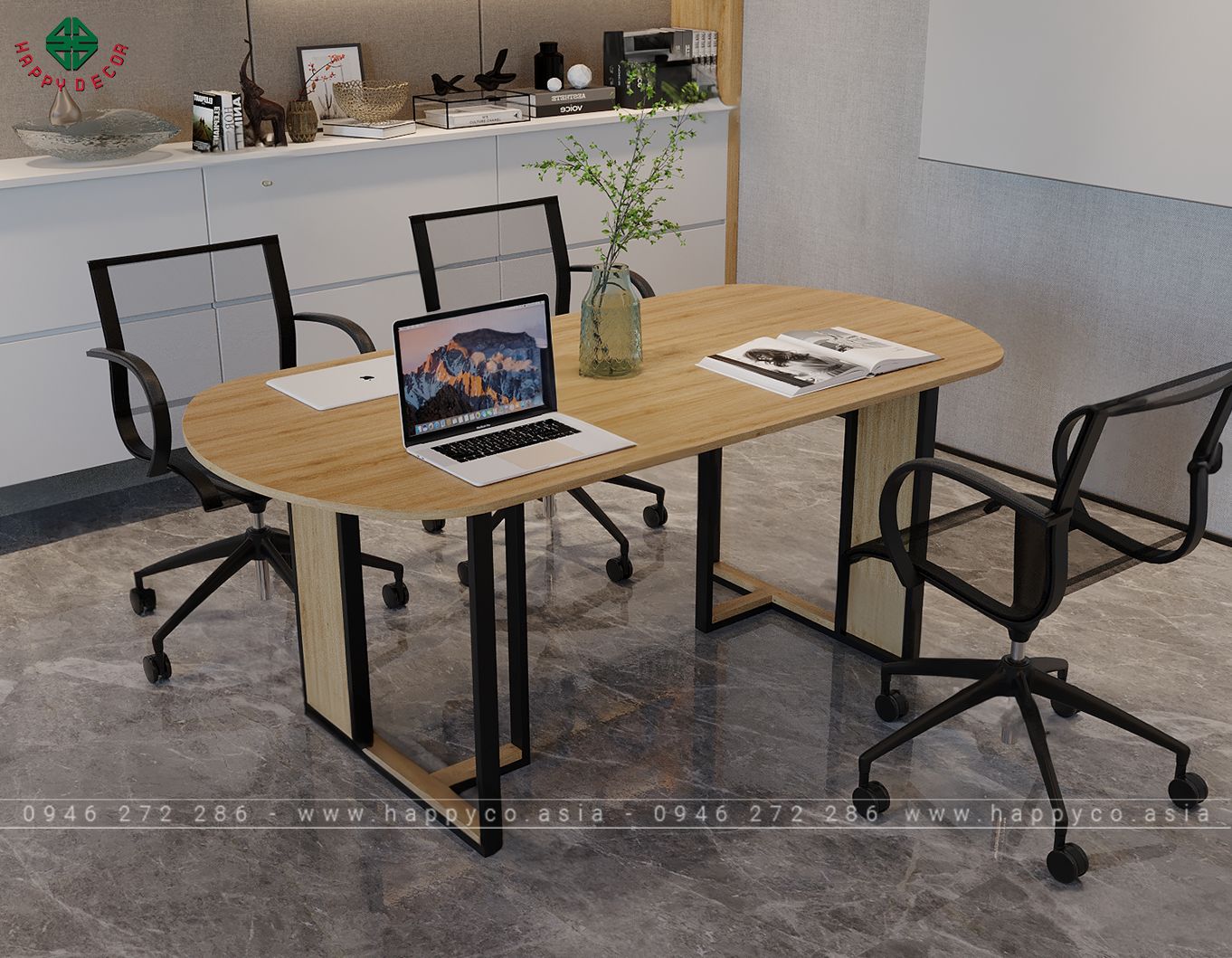 Bàn họp văn phòng chân sắt đẹp BH6807