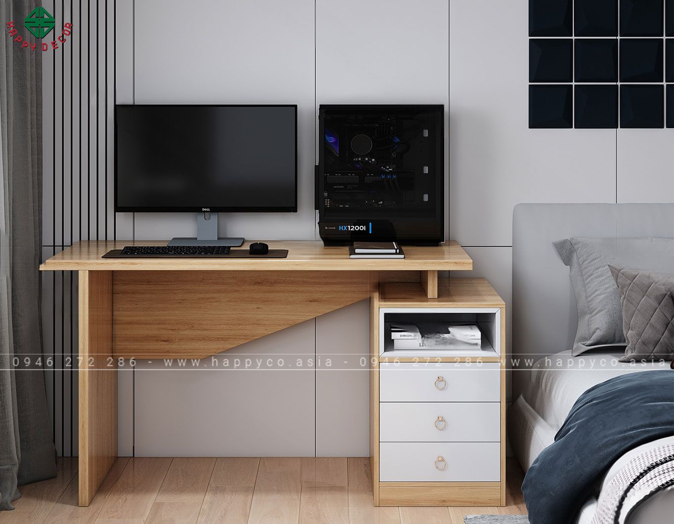 Mẫu bàn làm việc bằng gỗ MDF chống ẩm giá rẻ BV6815