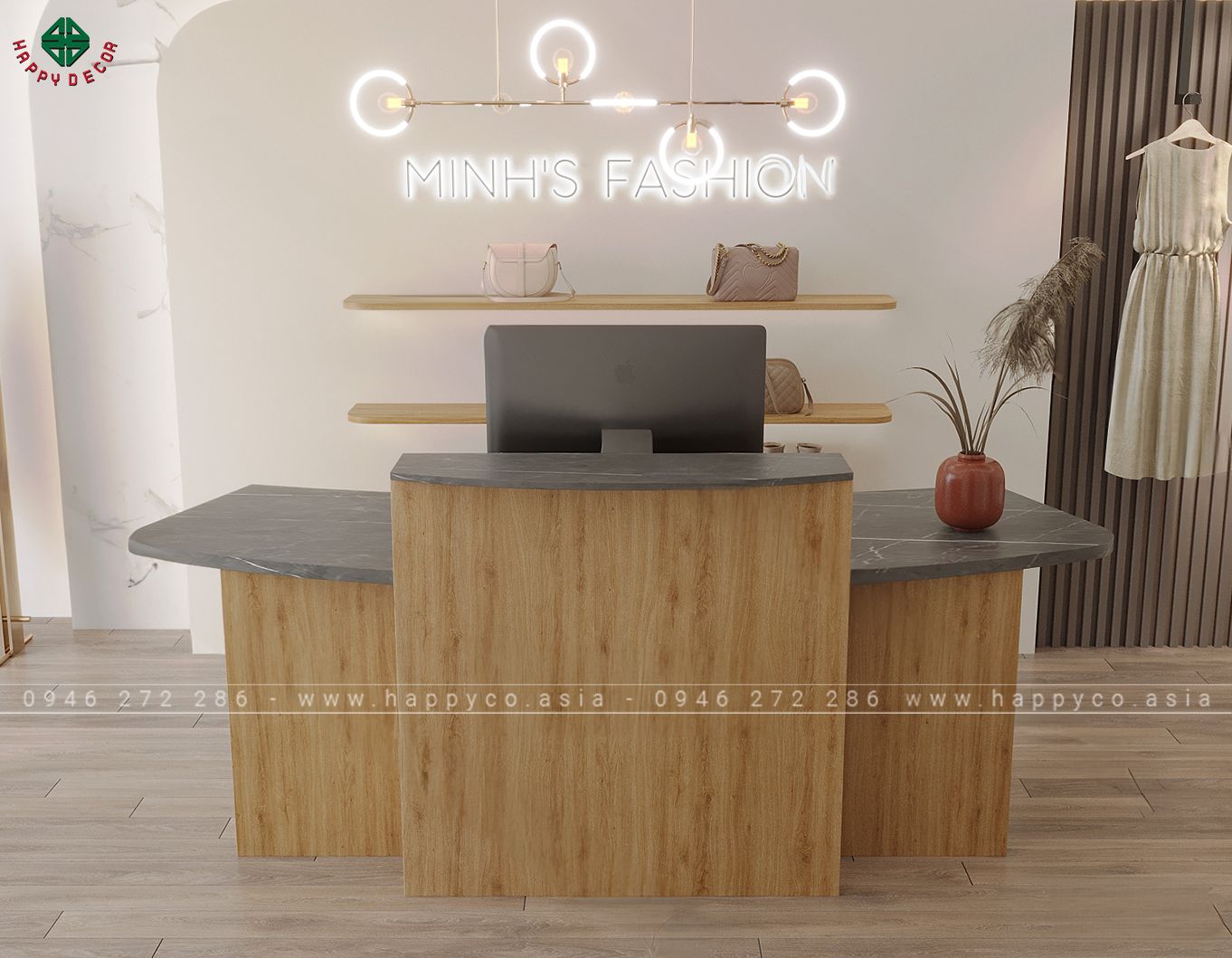 Mẫu bàn quầy lễ tân đẹp BQ6813