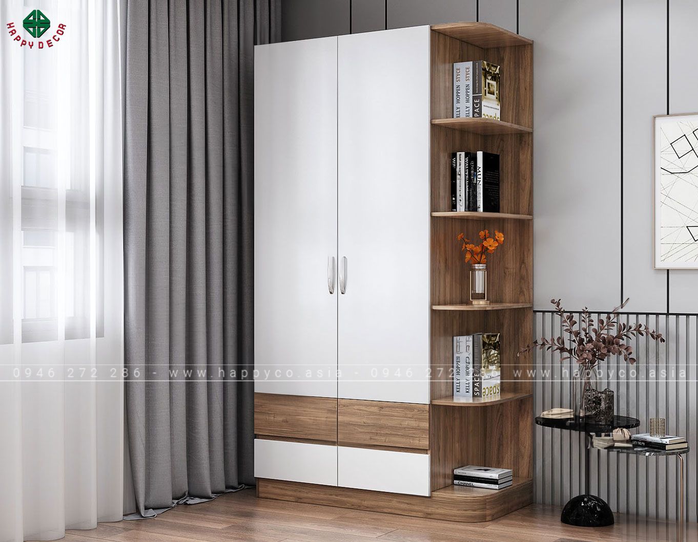 Tủ áo kết hợp giá trang trí TA6803