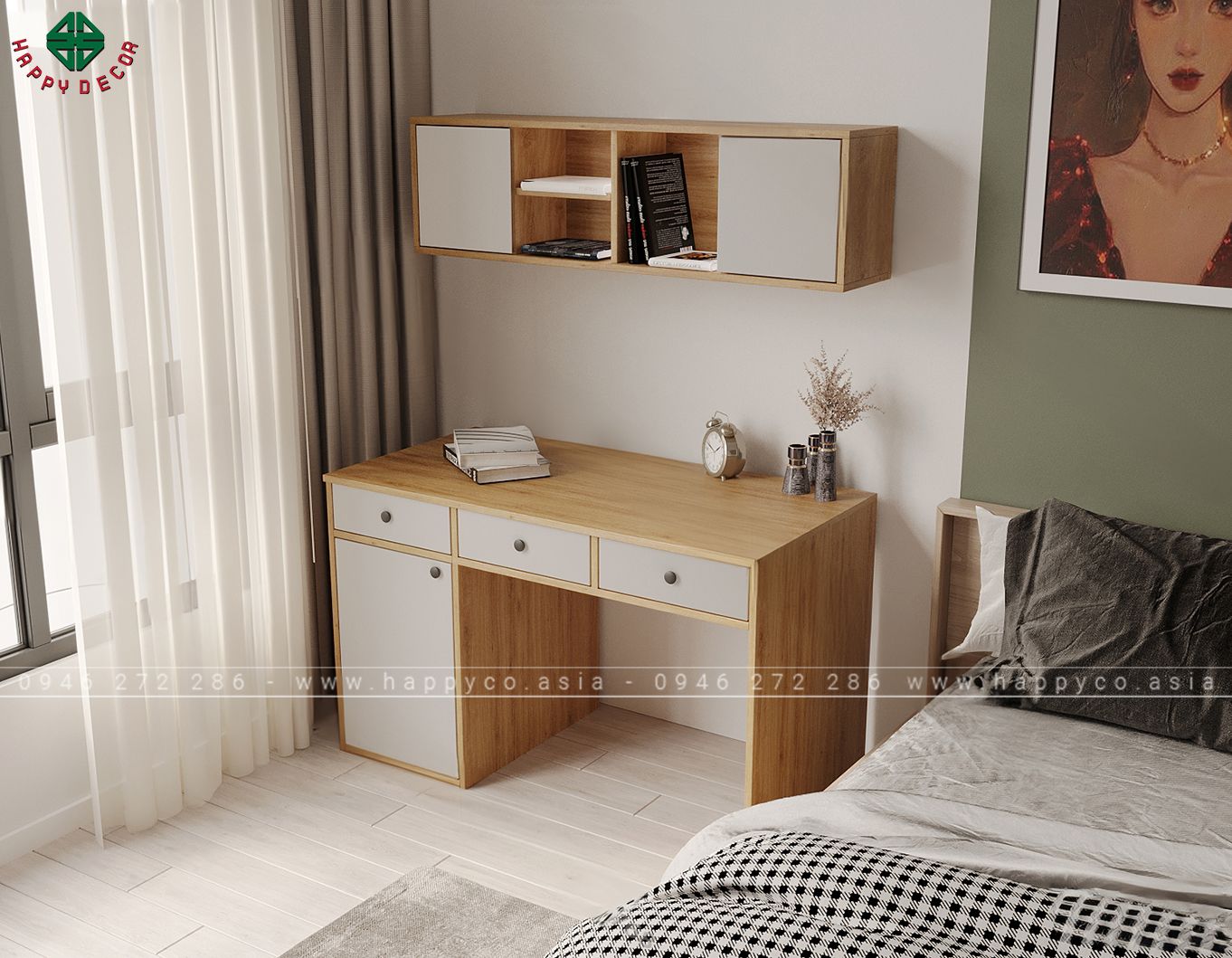 Bàn làm việc tại nhà có giá sách BV6809