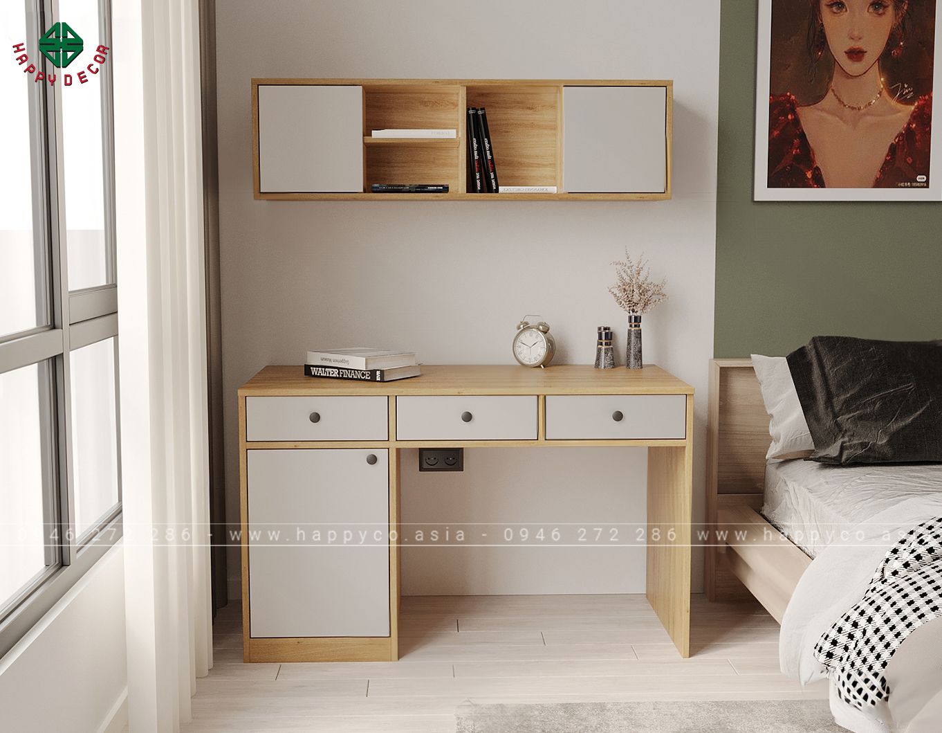 Bàn làm việc tại nhà kết hợp giá để tài liệu BV6809