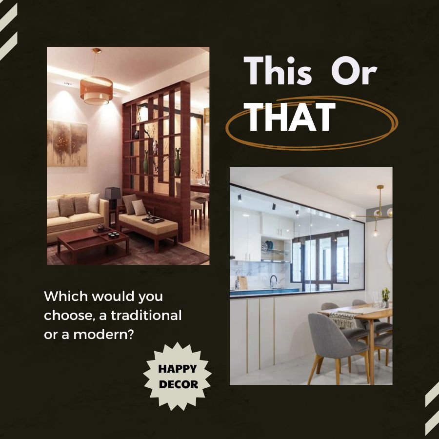 Vách ngăn truyền thống và hiện đại do Happy Decor thiết kế và thi công