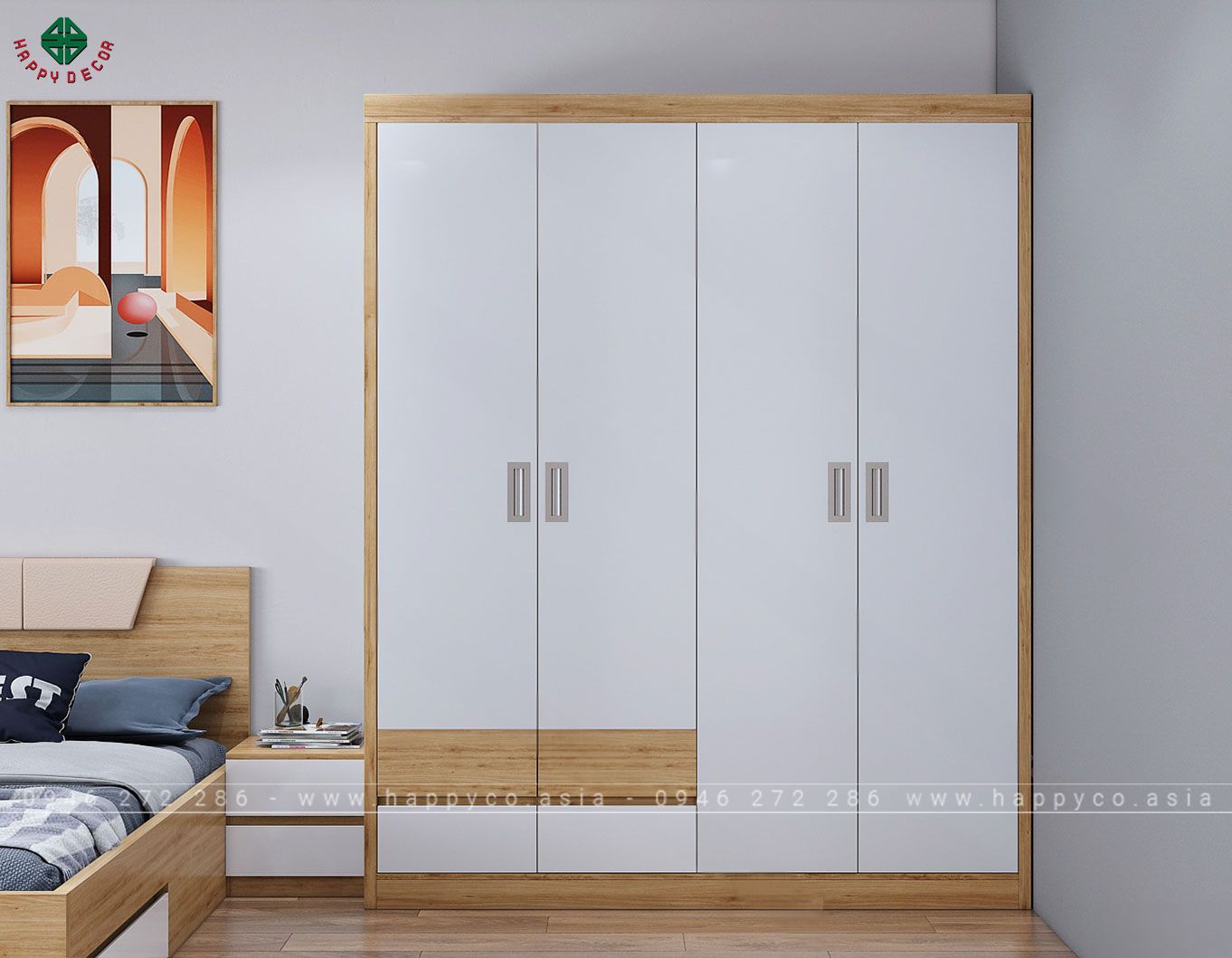 Mẫu tủ quần áo 4 buồng đẹp TA6808