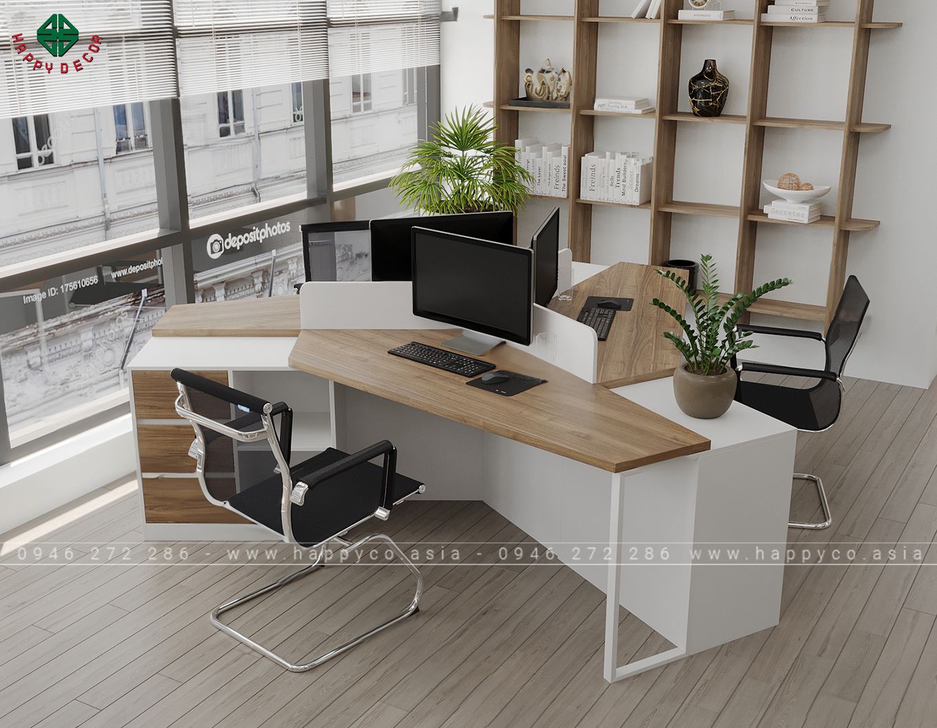 Bàn làm việc văn phòng nhóm đẹp BLV6801