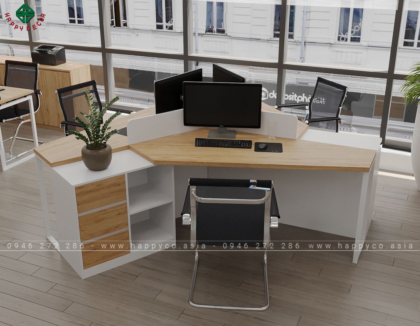 Cụm bàn làm việc văn phòng đẹp hiện đại BLV6801