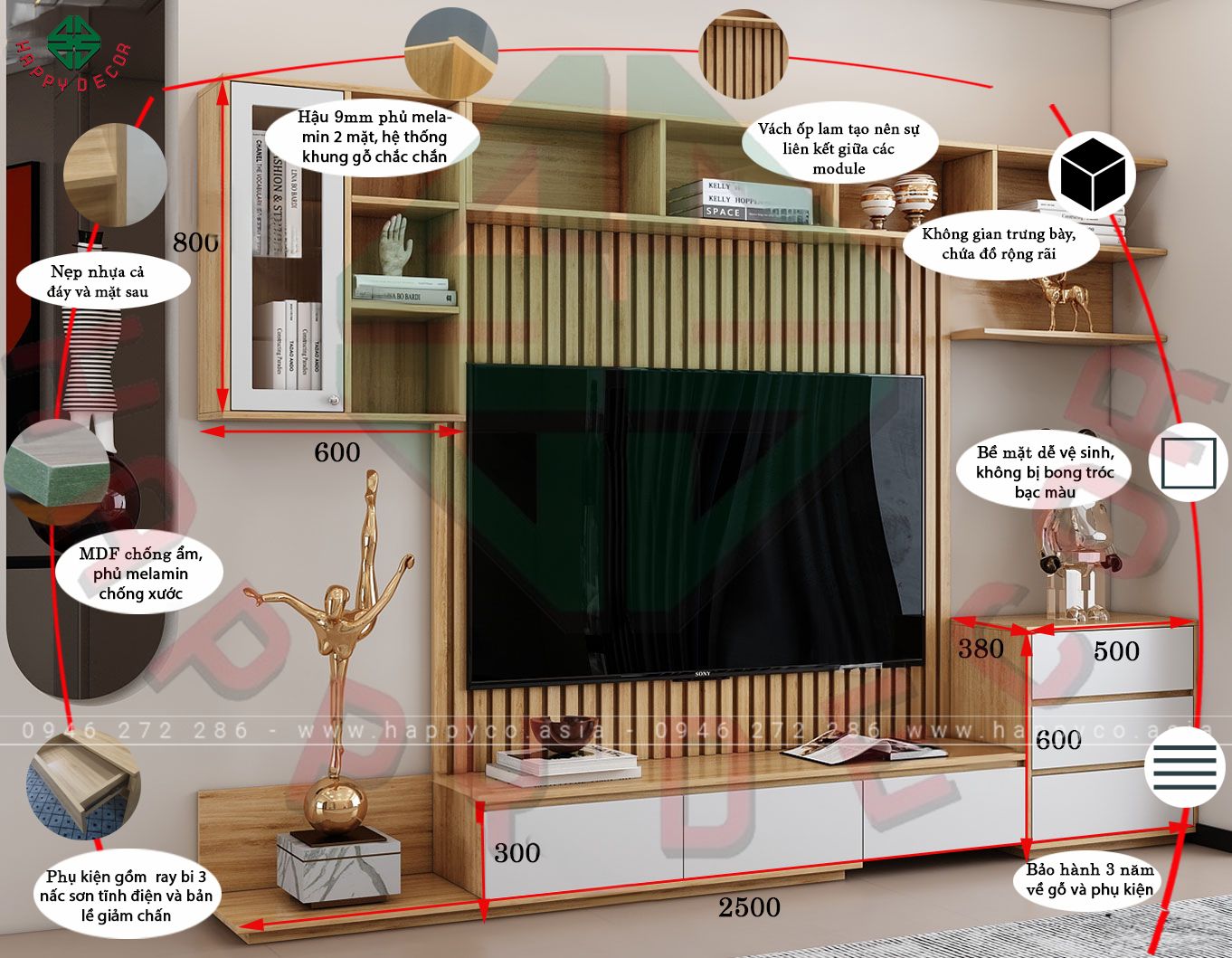 Kệ tivi phòng khách sang trọng KT6801