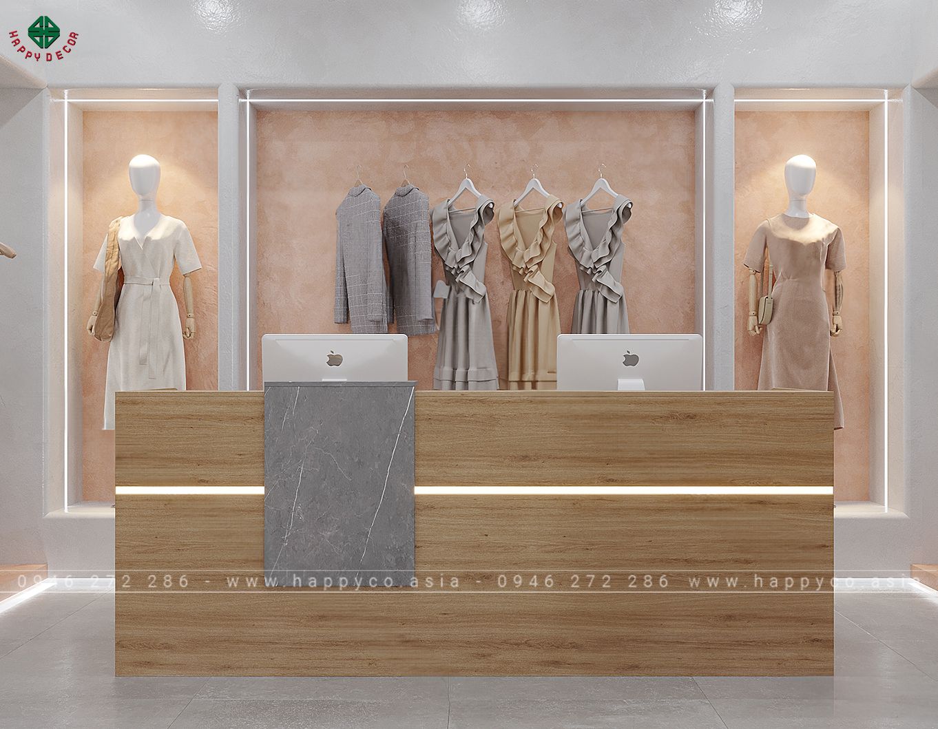 Bàn quầy lễ tân đẹp hiện đại BQ6800