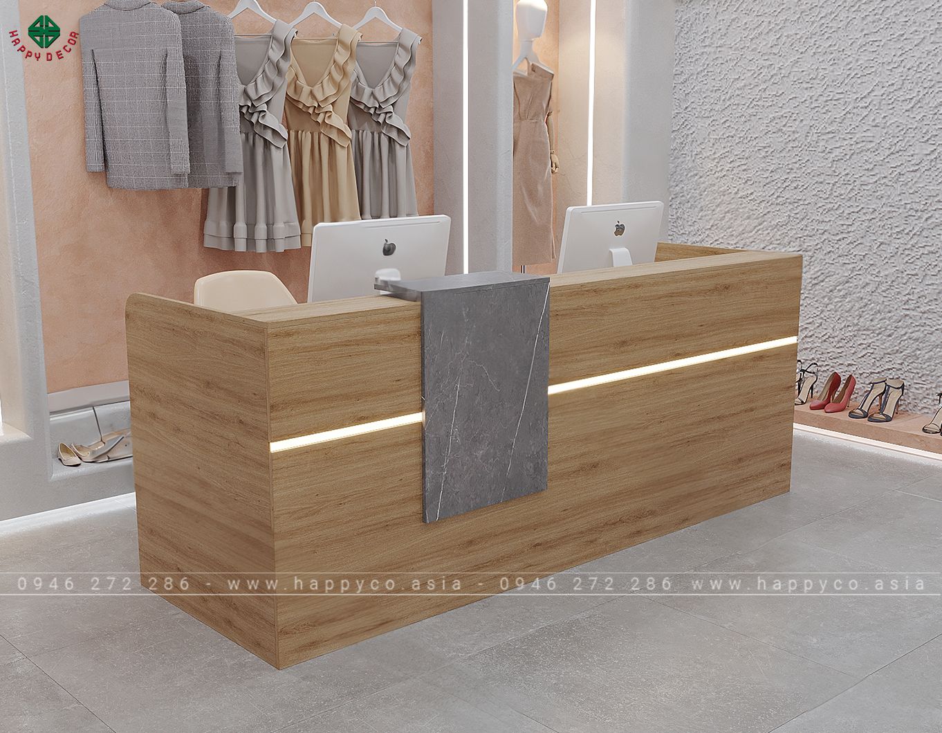 Mẫu bàn quầy lễ tân khách sạn đẹp BQ6800