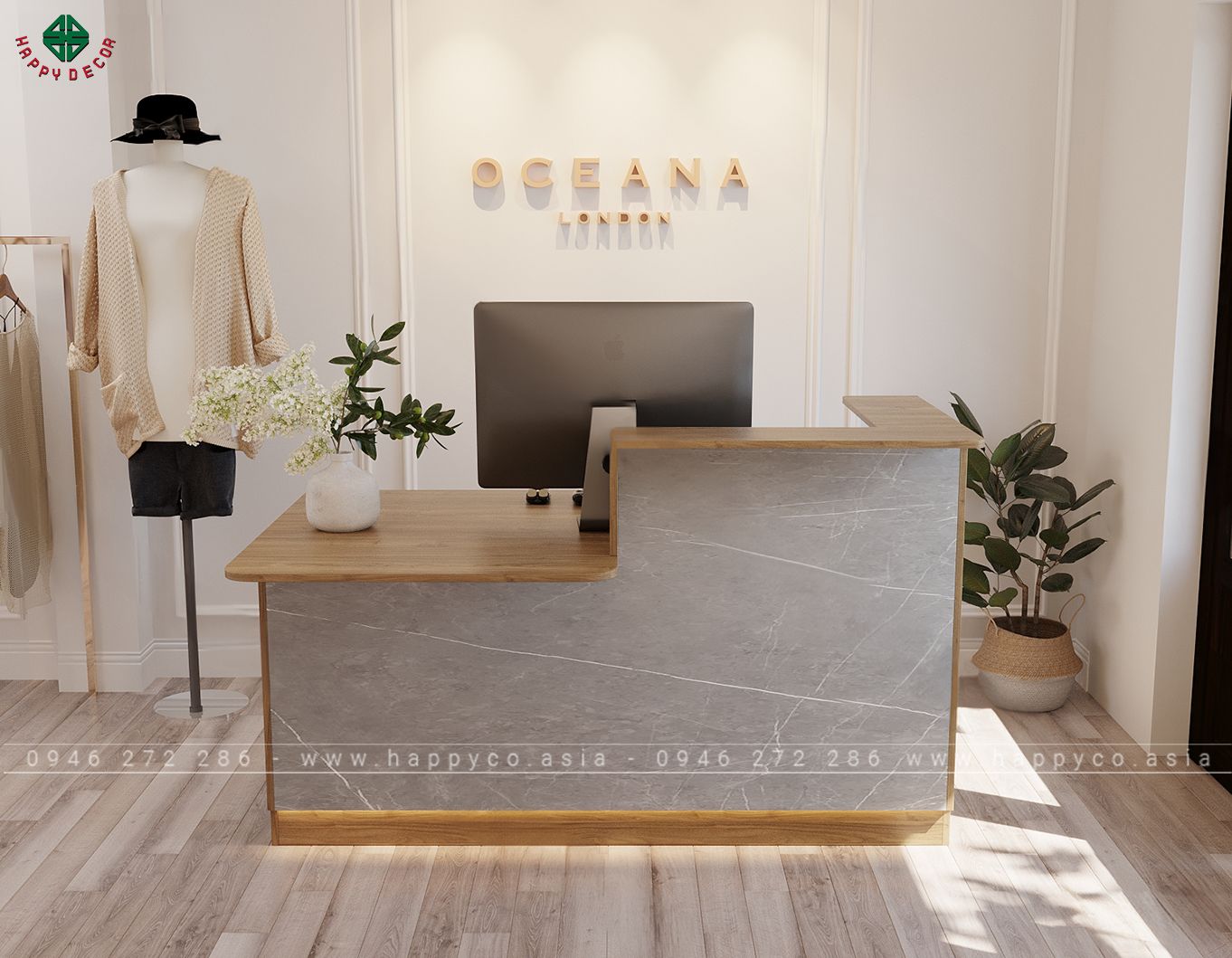 Bàn lễ tân nhỏ đẹp BQ6814