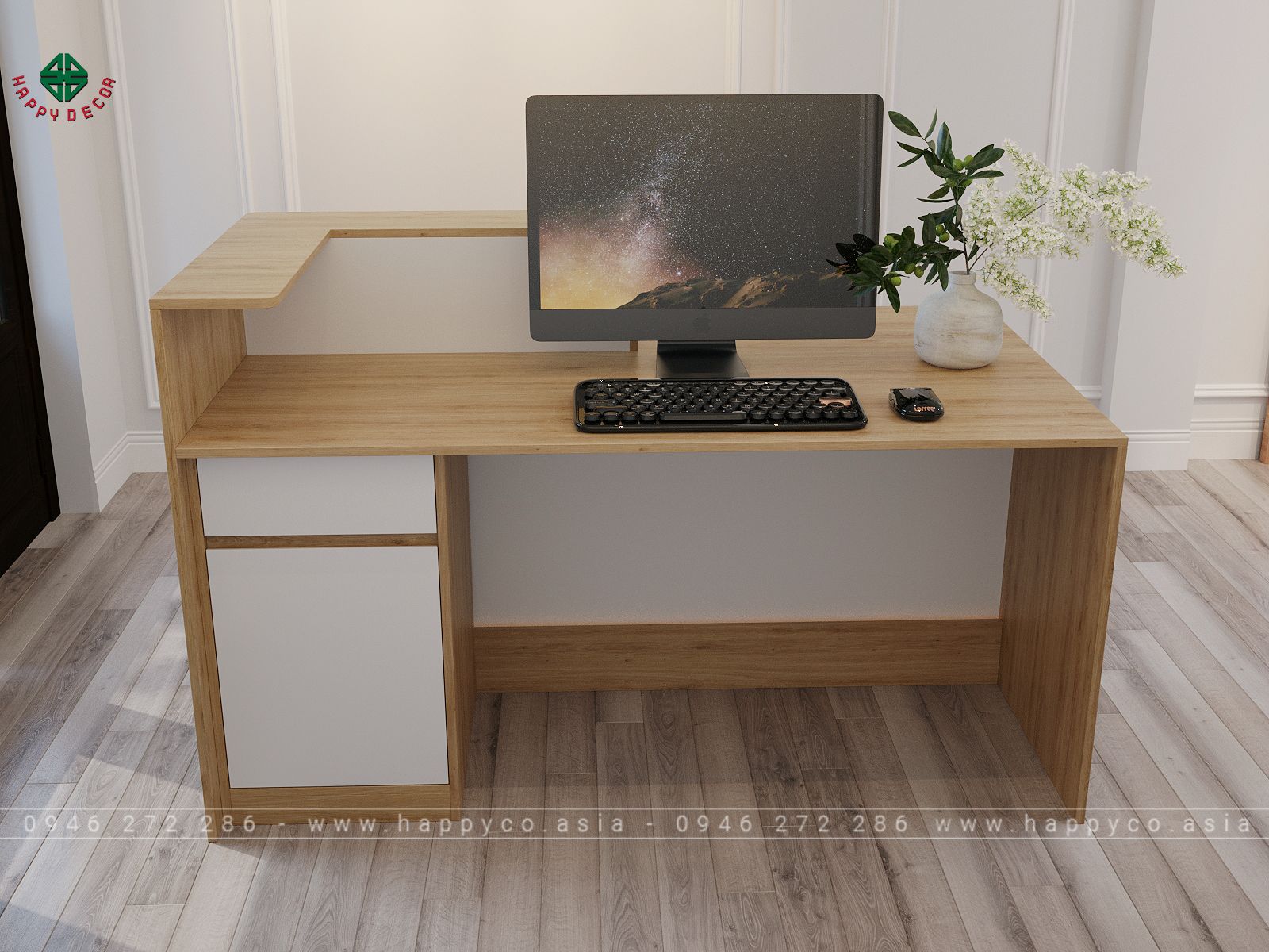 Bàn lễ tân nhỏ có tủ ngăn kéo BQ6814