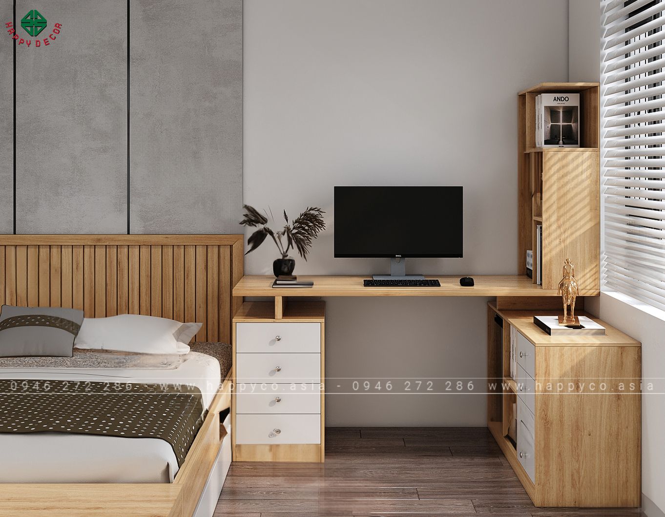 Bàn làm việc góc có tủ đồ BV6811