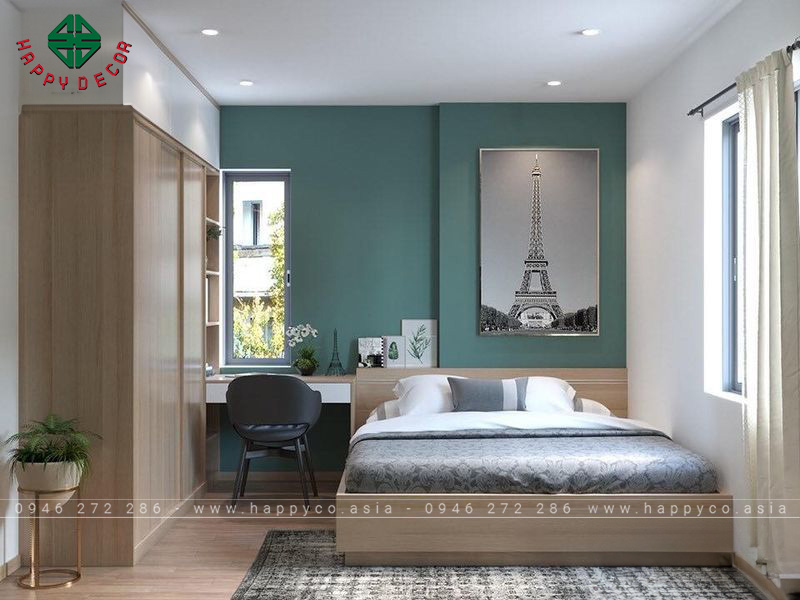 Sơn hiệu ứng jute ngọc trai được sử dụng trong phòng ngủ mang lại cảm giác trang nhã và tinh tế