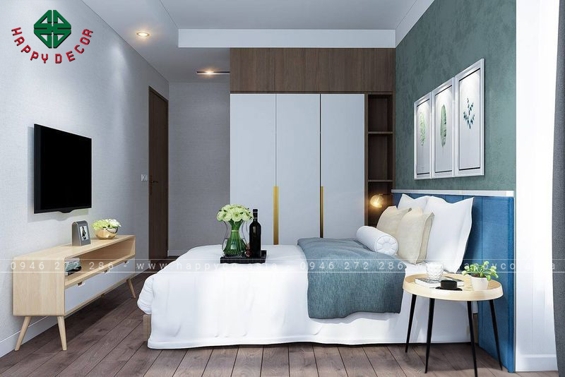 Màu xanh biển mang đến cho không gian phòng ngủ hiện đại sự mát mẻ, mềm mại và êm đềm như nước