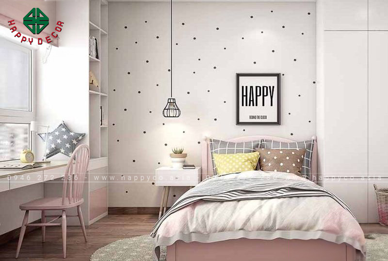 Phòng ngủ màu hồng nhạt hiện đại