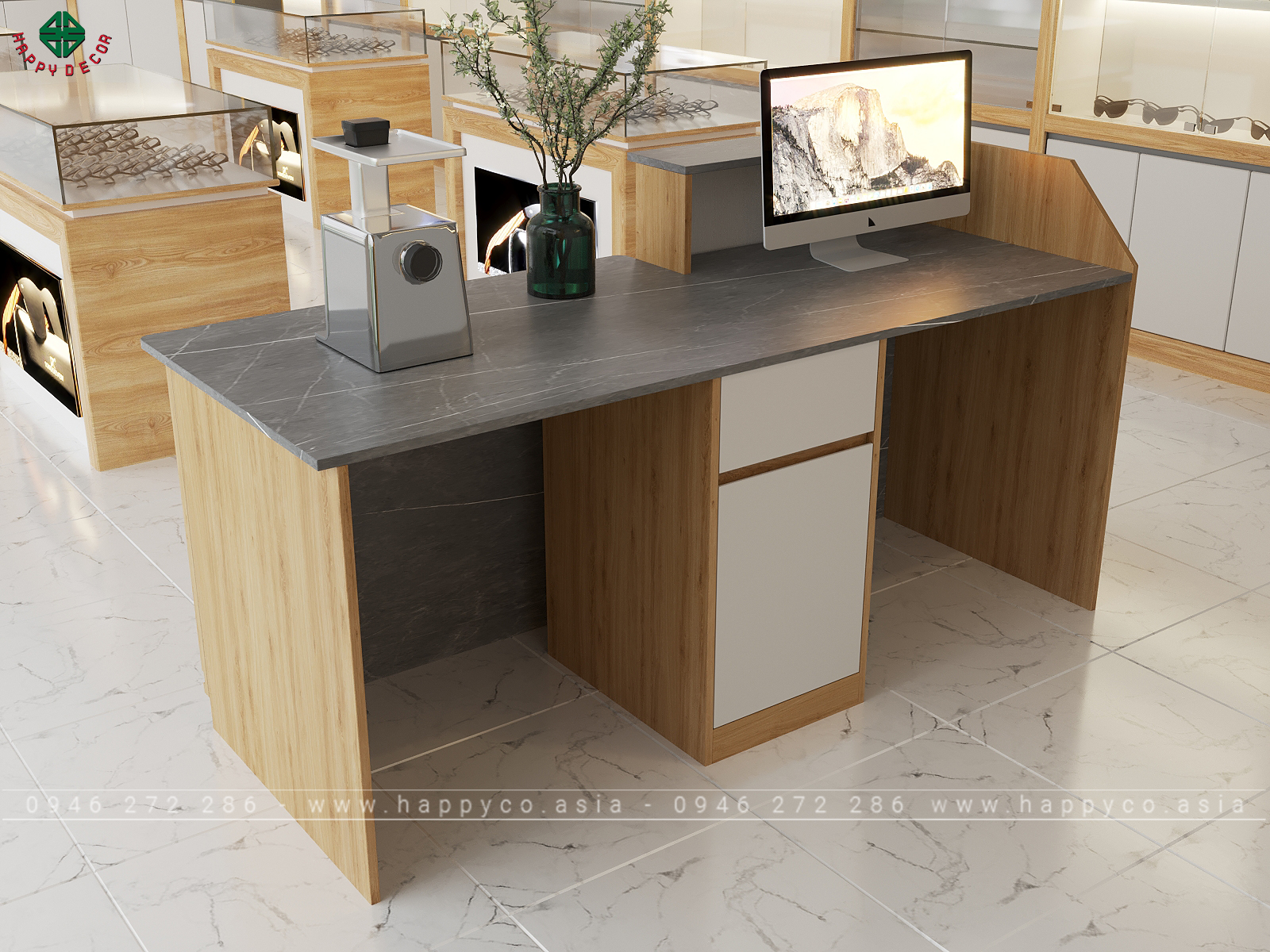 Mẫu bàn thu ngân độc đáo sang trọng BQ6800