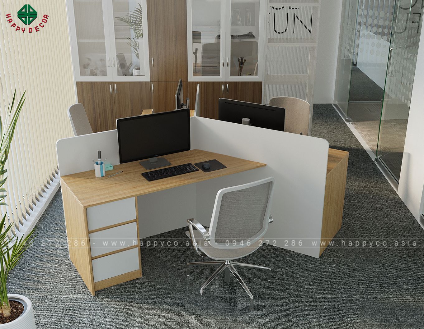 Cụm bàn làm việc văn phòng sáng tạo BLV6802