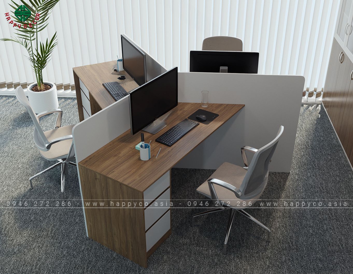 Cụm bàn làm việc văn phòng đẹp BLV6802