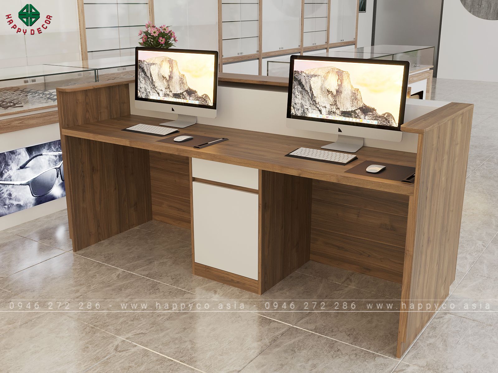 Mẫu bàn lễ tân chữ I BQ6816