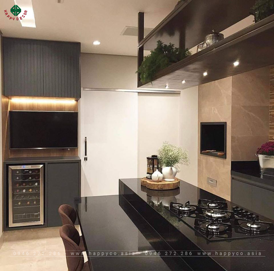 Sử dụng tủ bếp bằng gỗ tự nhiên - Mẫu 03