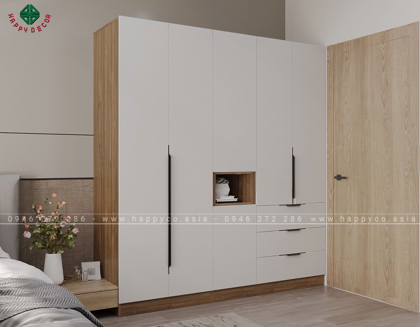 Mẫu tủ quần áo gỗ đẹp TA6805