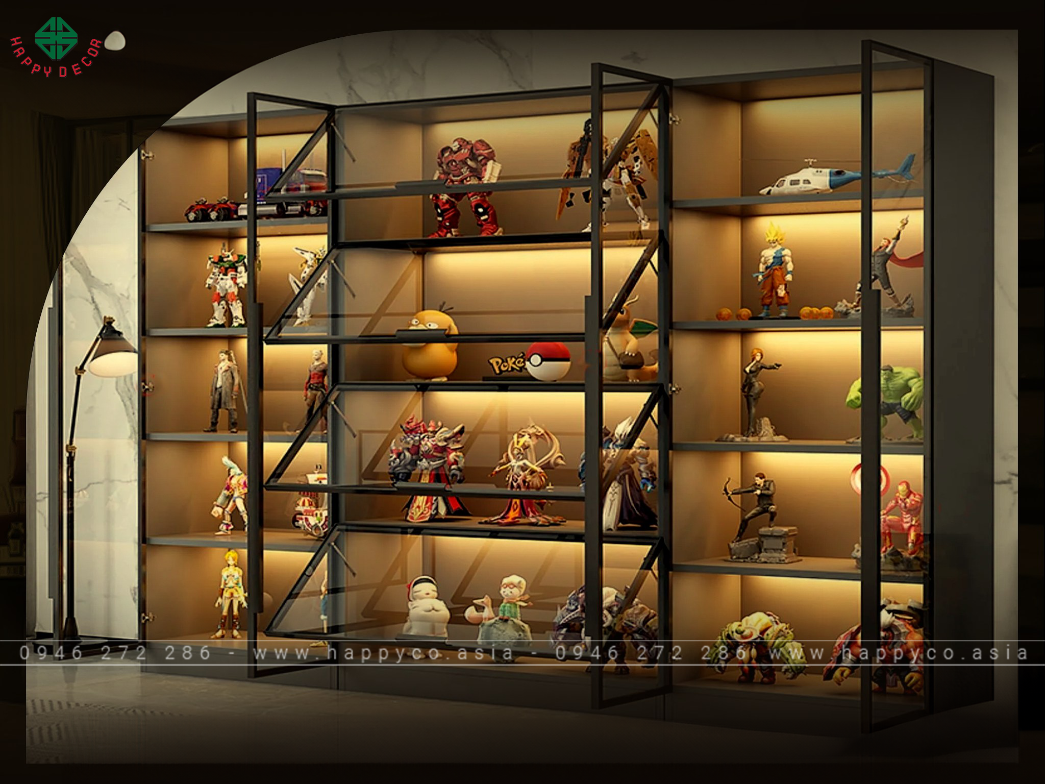 Tủ trưng bày phòng khách đẹp, hiện đại - Mẫu 04