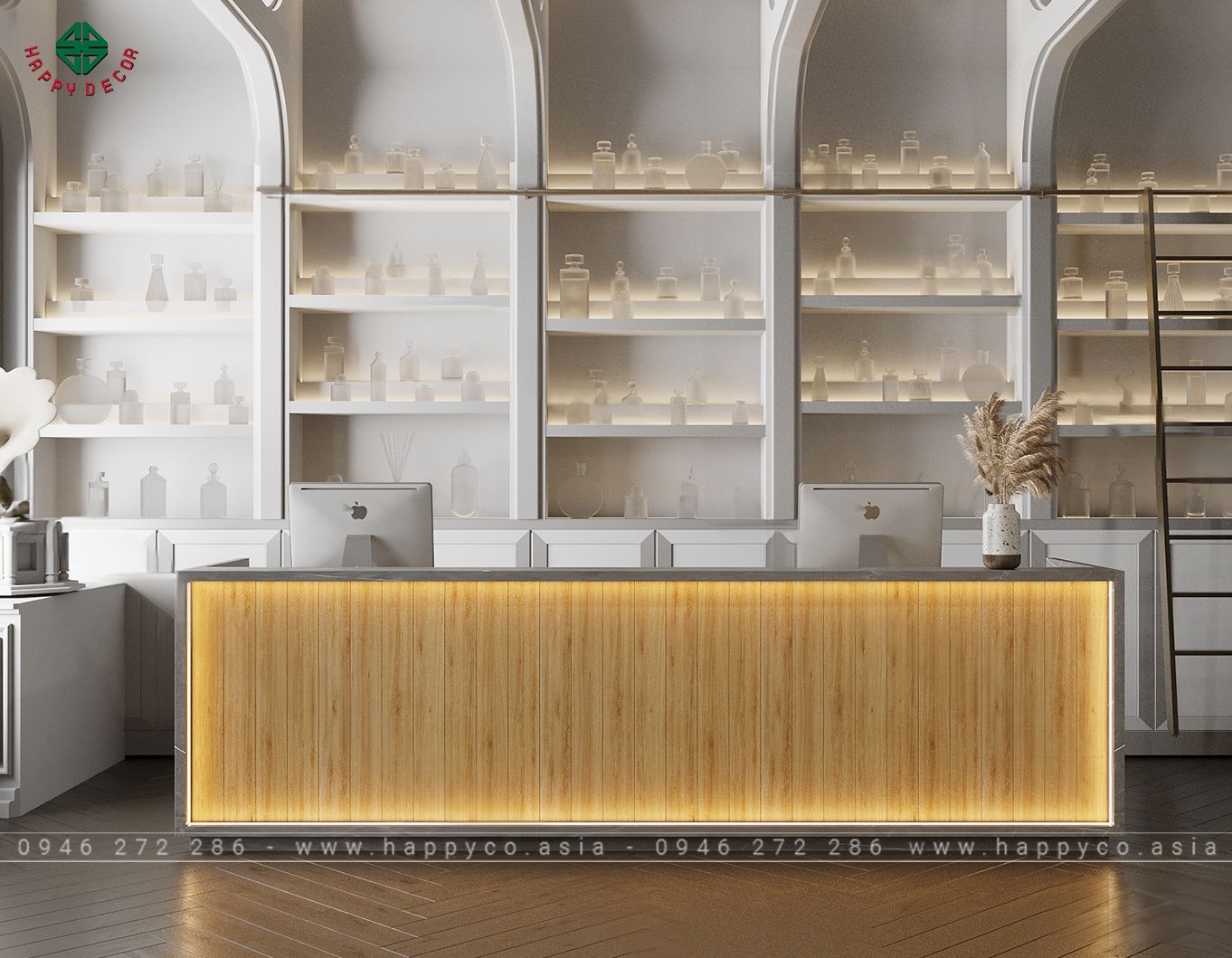 Mẫu quầy thu ngân gỗ đẹp hiện đại BQ6809