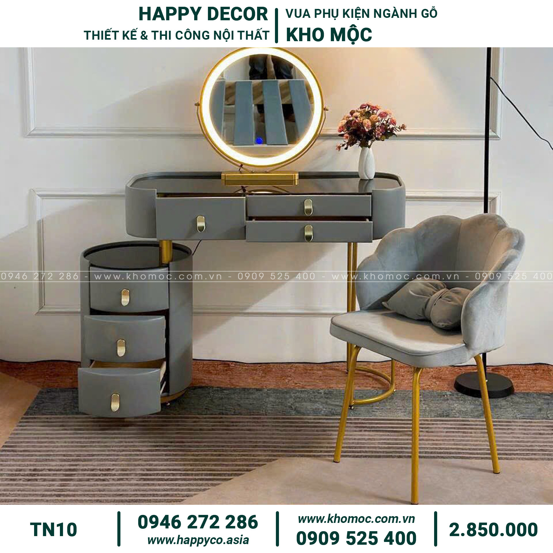 Bàn trang điểm gỗ MDF bọc nhựa có đa dạng mẫu mã