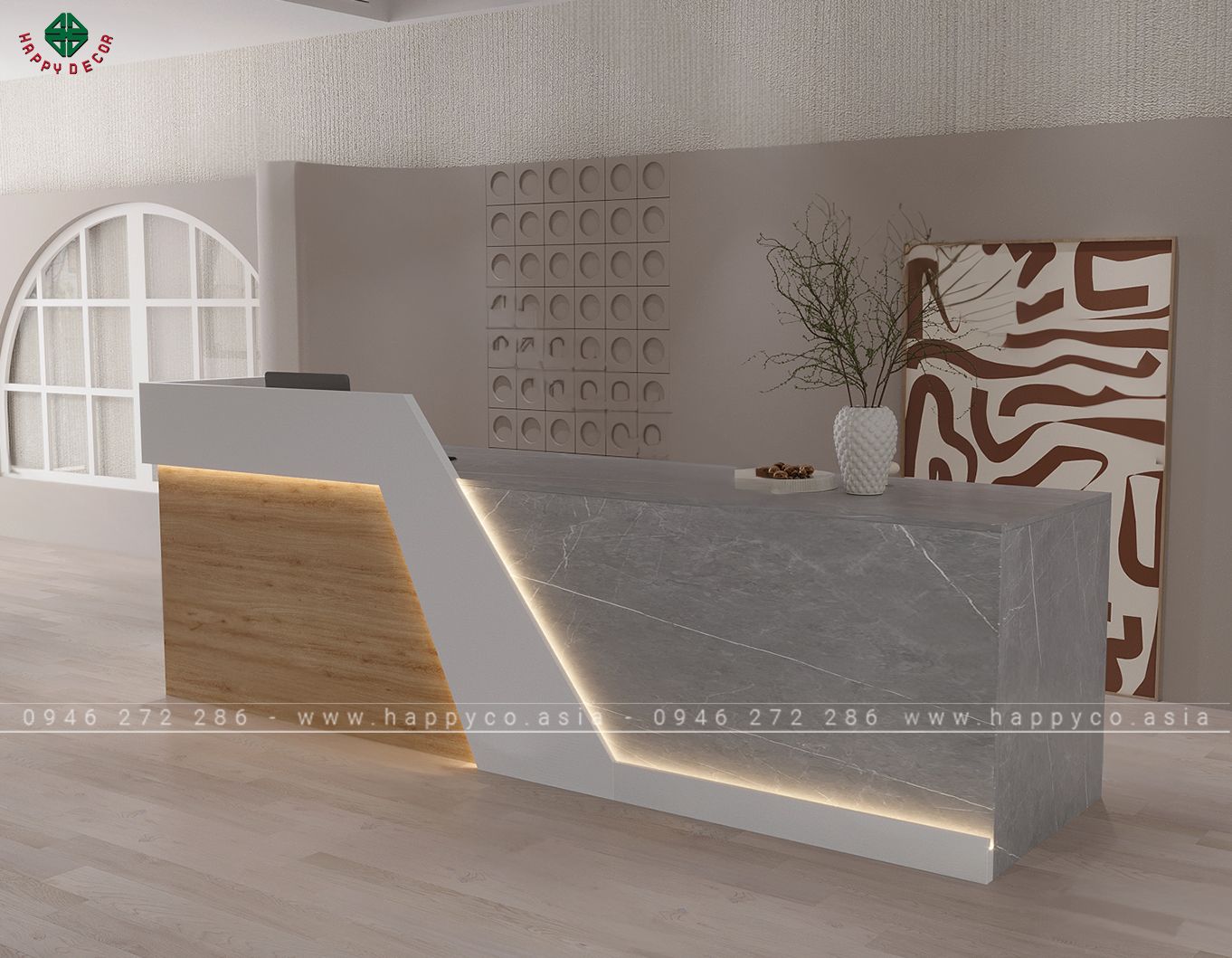 Mẫu bàn lễ tân đẹp BQ6810