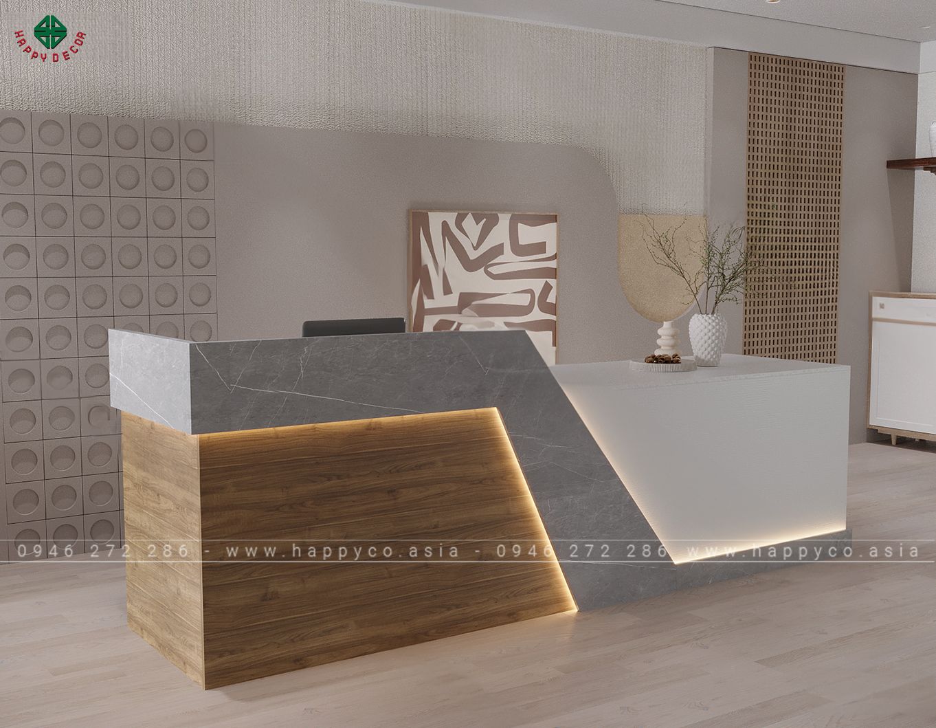 Mẫu bàn lễ tân đẹp hiện đại BQ6810