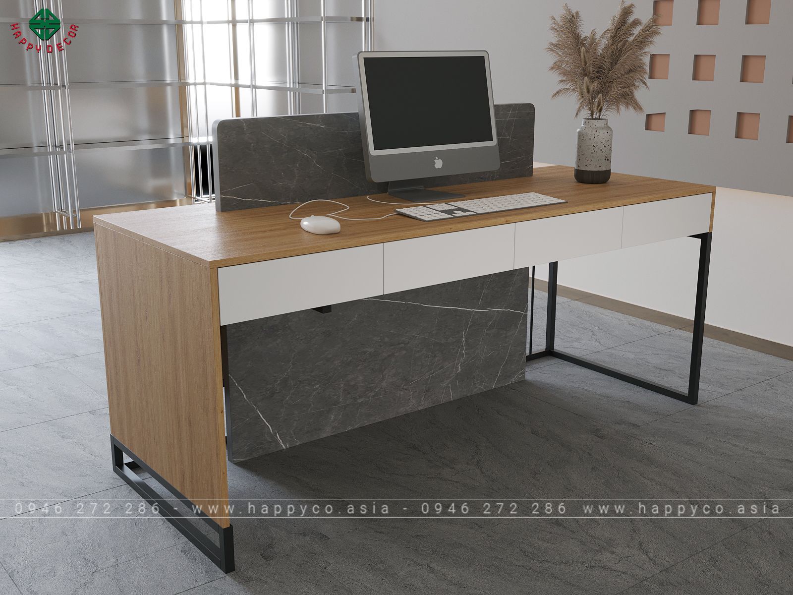 Bàn lễ tân công ty tích hợp ngăn kéo BQ6806