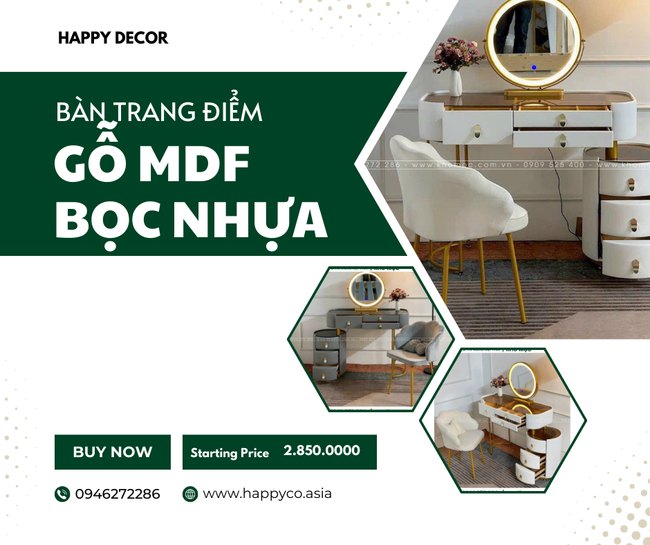 Bàn trang điểm gỗ MDF bọc nhựa tại HAPPY DECOR - Biên Hòa