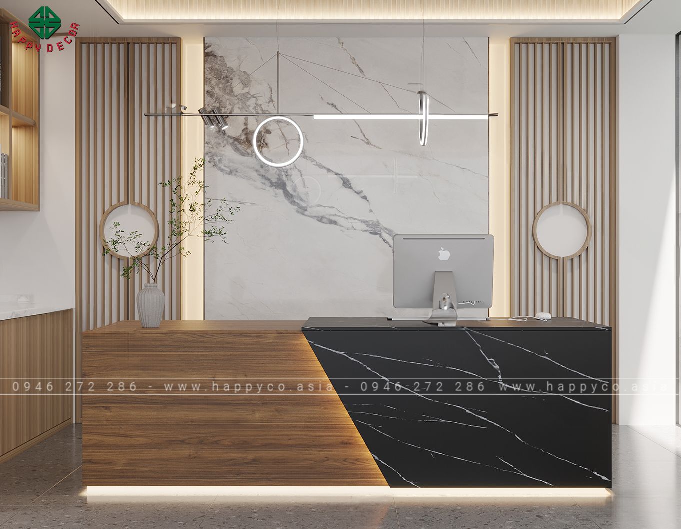 Bàn lễ tân văn phòng đẹp hiện đại BQ6807