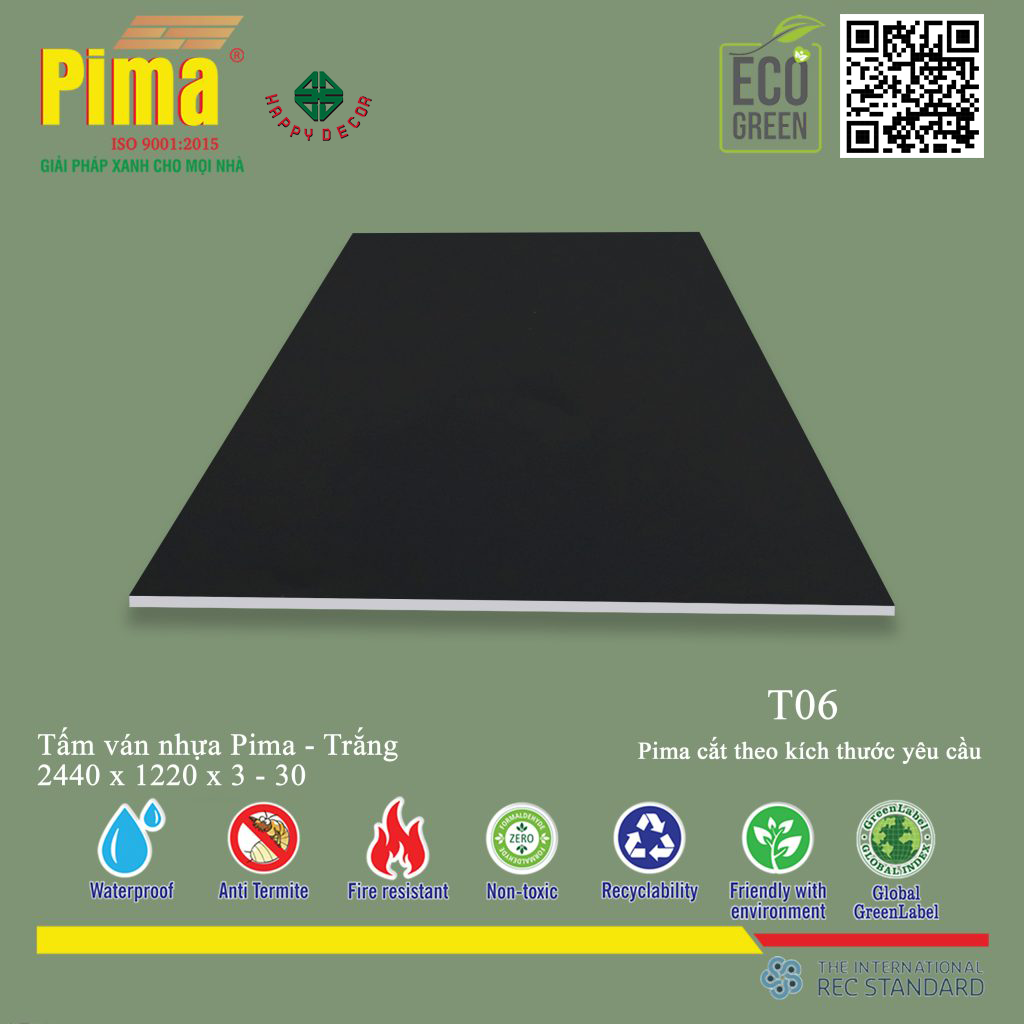 Tấm ván nhựa Pima Trắng - T06 được sản xuất từ nhựa PVC cao cấp