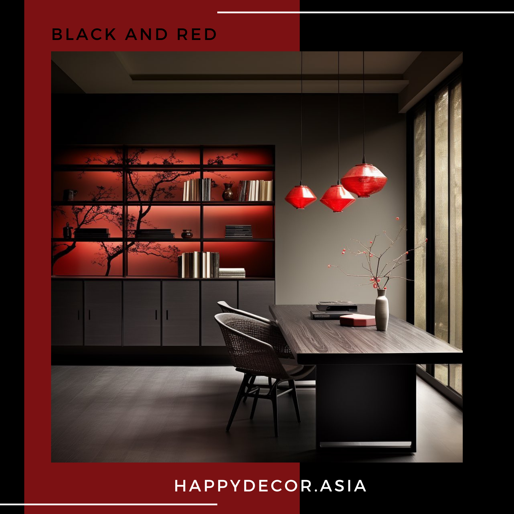 Kết hợp nội thất giữa đen và đỏ - Mẫu 02