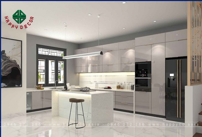 Tủ bếp cánh kính cường lực- Mẫu 10