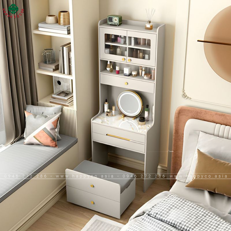 Thiết kế độc đáo, tinh tế và tiện nghi với mẫu bàn trang điểm nhiều hộc kéo